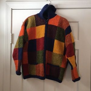 Invisible World patchwork cardigan sweater